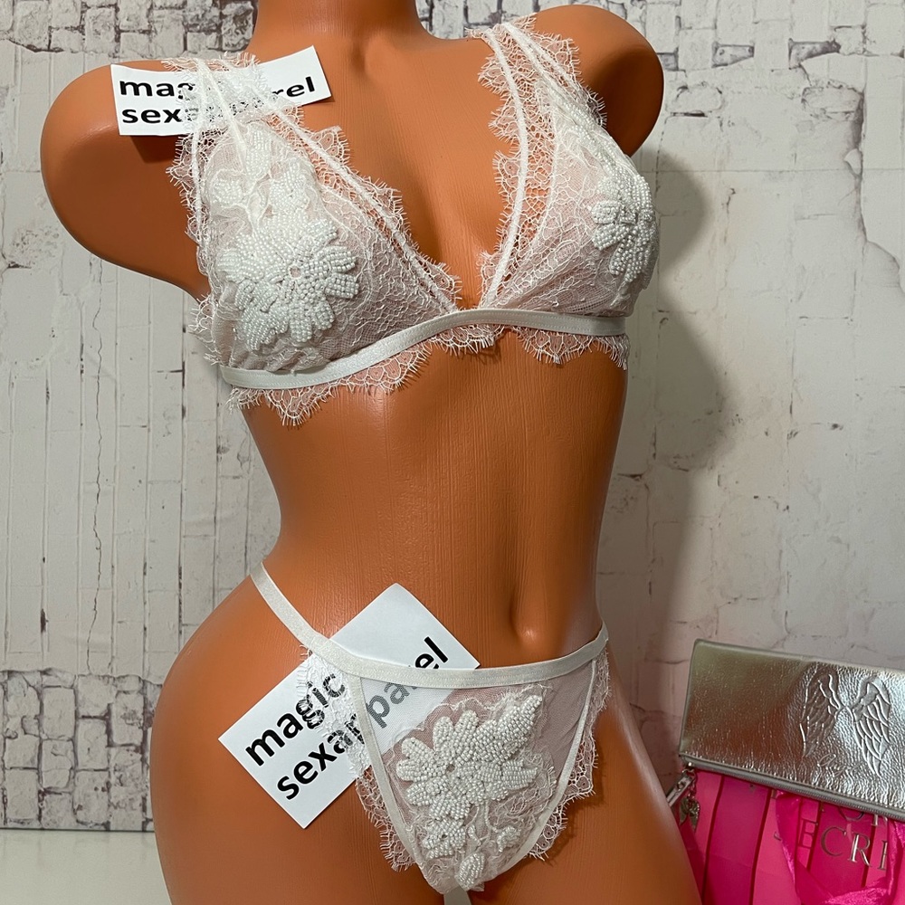 VS LUXE S M L XL BEADED EMBELLISHED BRA PANTY SET BRIDAL POOL PARTY